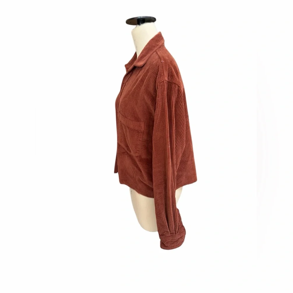 CP Shades X Free People Rust Corduroy Button up‎ cropped